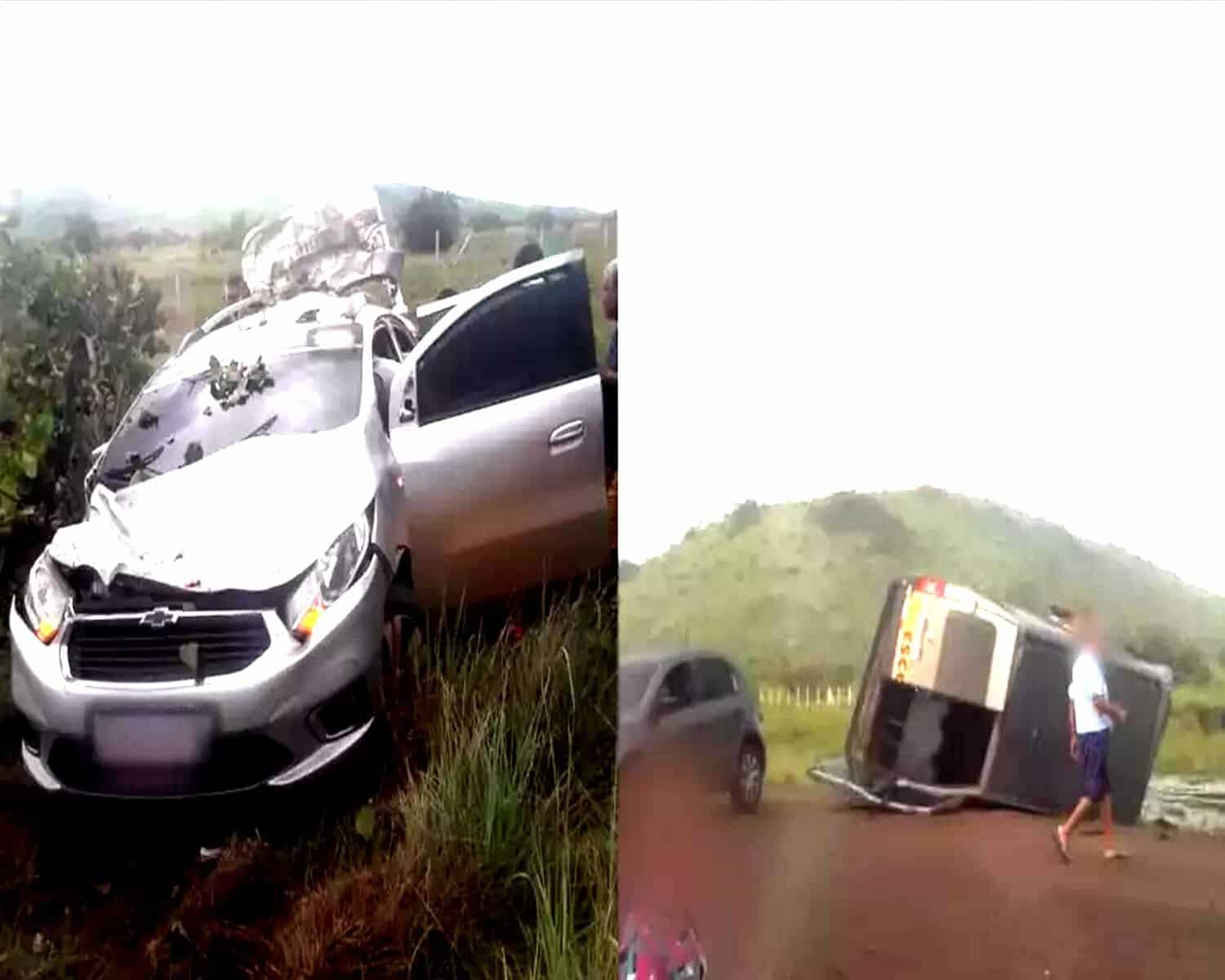 Acidente uma van e uma minivan na BR-174, sentido Pacaraima. Foto: reprodução