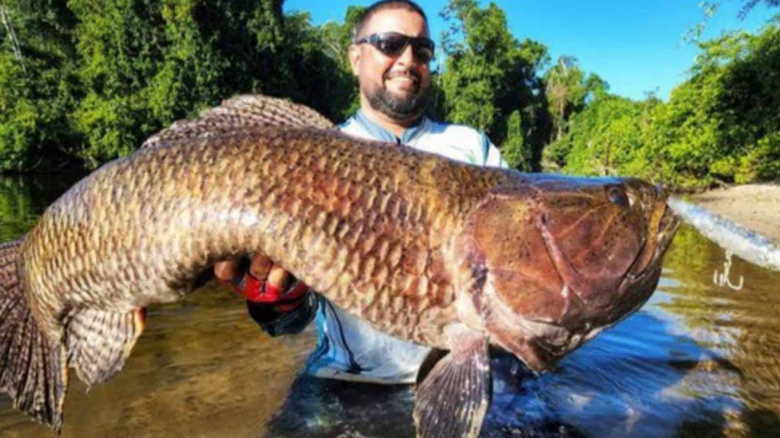 WhatsApp Image 2022-07-23 at 17.16.40 Eduardo pescou trairão com 97 cm no Rio Curuá, no Pará — Foto: Arquivo Pessoal