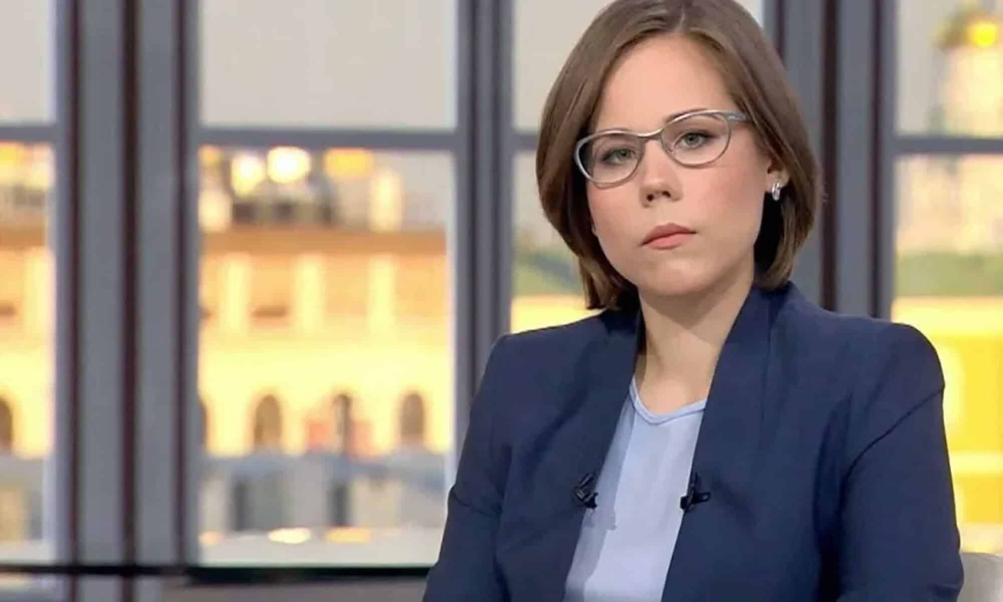 Darya Dugina em estúdio de TV em Moscou
. Imagem obtida em 21de agostoREUTERS