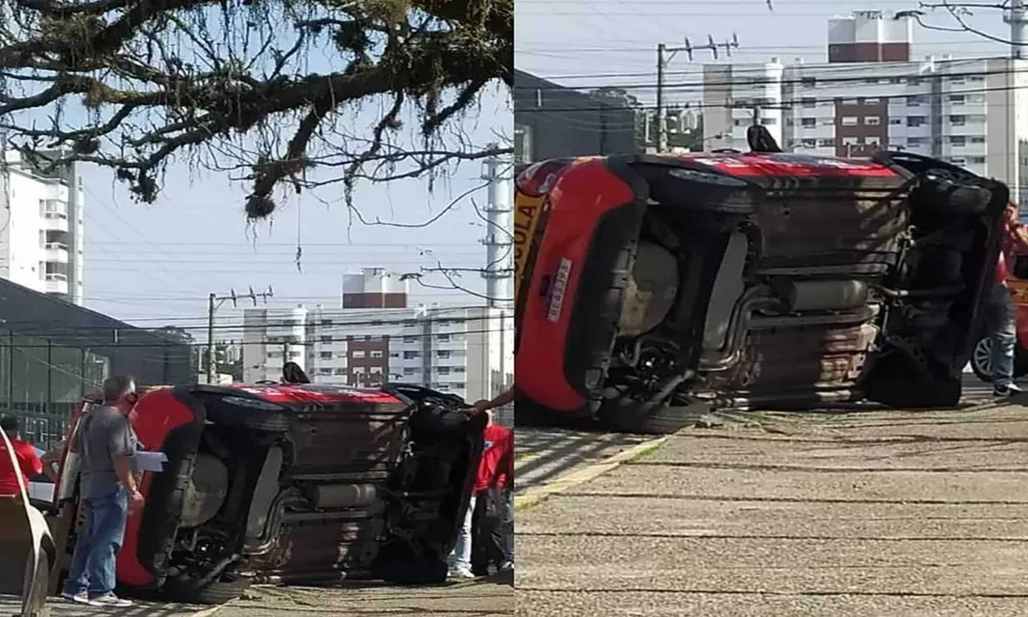 24 Aluna capotou o carro durante prova prática no Detran – Foto: Arquivo Pessoal/Divulgação/ND