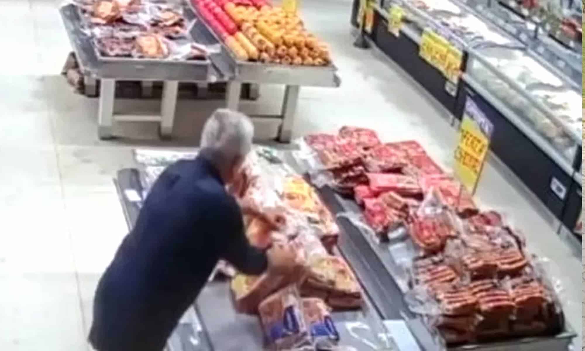 Homem é flagrado ao furtar 120 kg de carnes em supermercado na Bahia — Foto: Reprodução