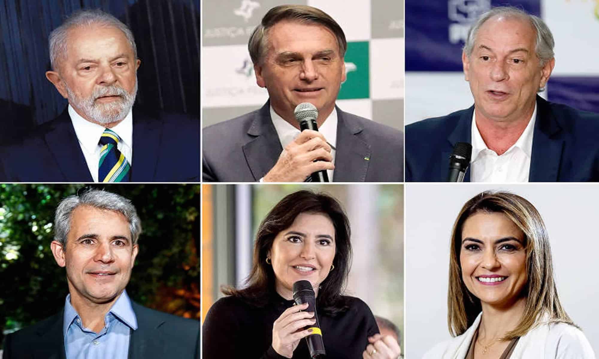 33 Lula, Jair Bolsonaro, Ciro Gomes, Luiz Felipe d Avila, Simone Tebet e Soraya Thronicke
Foto: Adriano Machado/Reuters, Douglas Magno/ AFP, Pedro Ladeira/Folhapress, Zanone Fraissat/Folhapress, Adriano Vizoni/Folhapress, Adriano Vizoni/Folhapress.