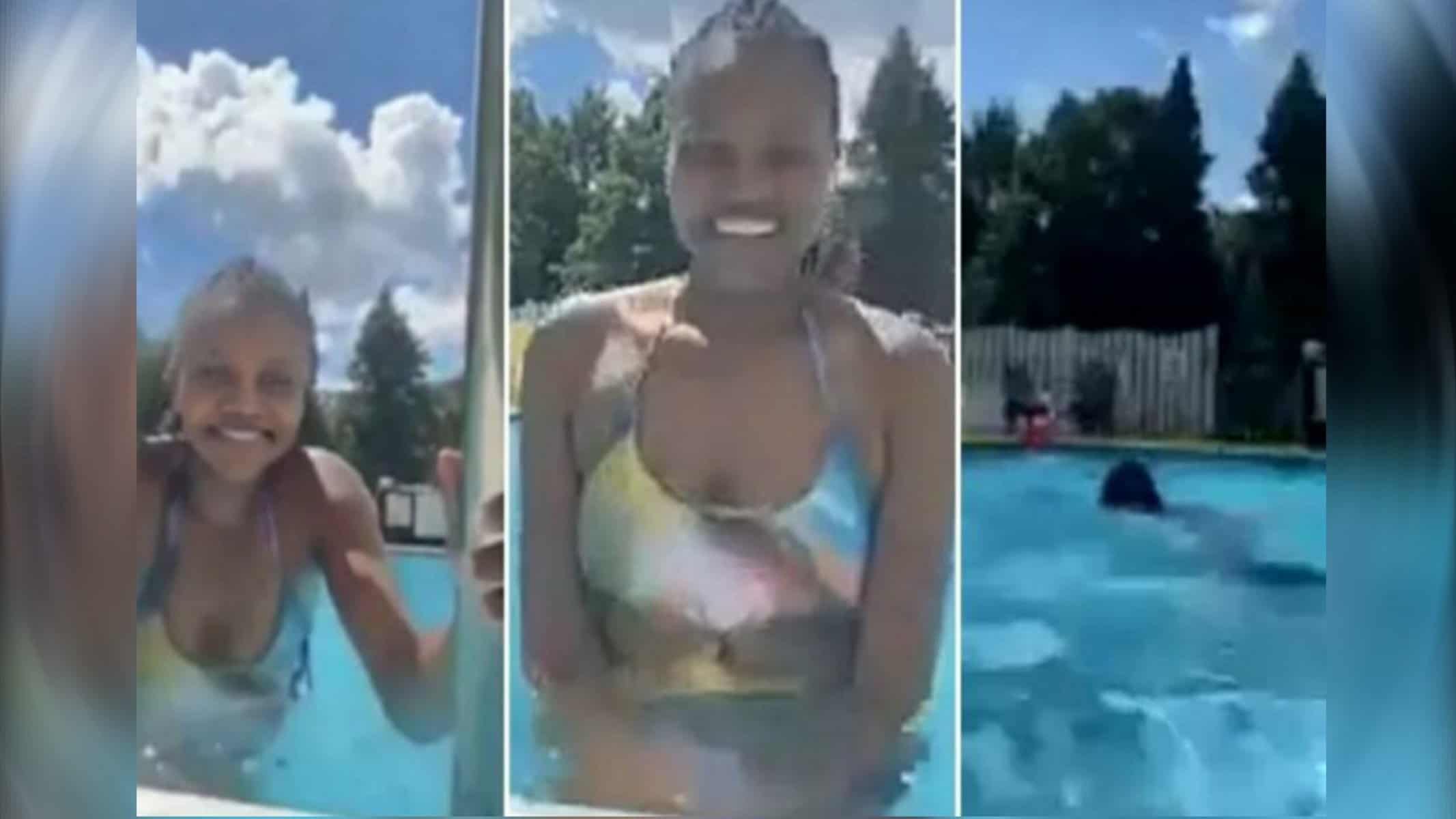 Reprodução mostra enfermeira queniana Hellen Nyabuto momentos antes de se afogar em piscina de hotel no Canadá, de onde fazia transmissão ao vivo. — Foto: Reprodução