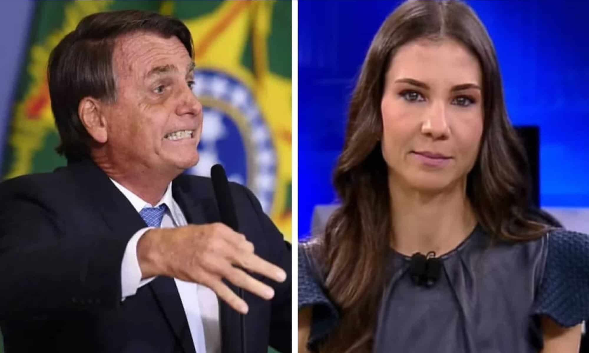 07 Jair Bolsonaro bateu boca com Amanda Klein - Foto: Reprodução Veja mais em: https://natelinha.uol.com.br/eleicoes-2022-na-tv/2022/09/06/bolsonaro-acusa-jornalista-de-leviana-e-ataca-seu-marido-vota-em-mim-186983.php