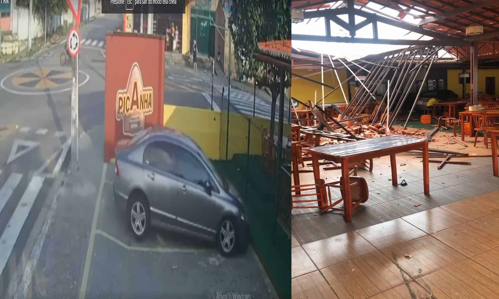 Carro desgovernado invade e destrói churrascaria na Zona Sul de Natal
