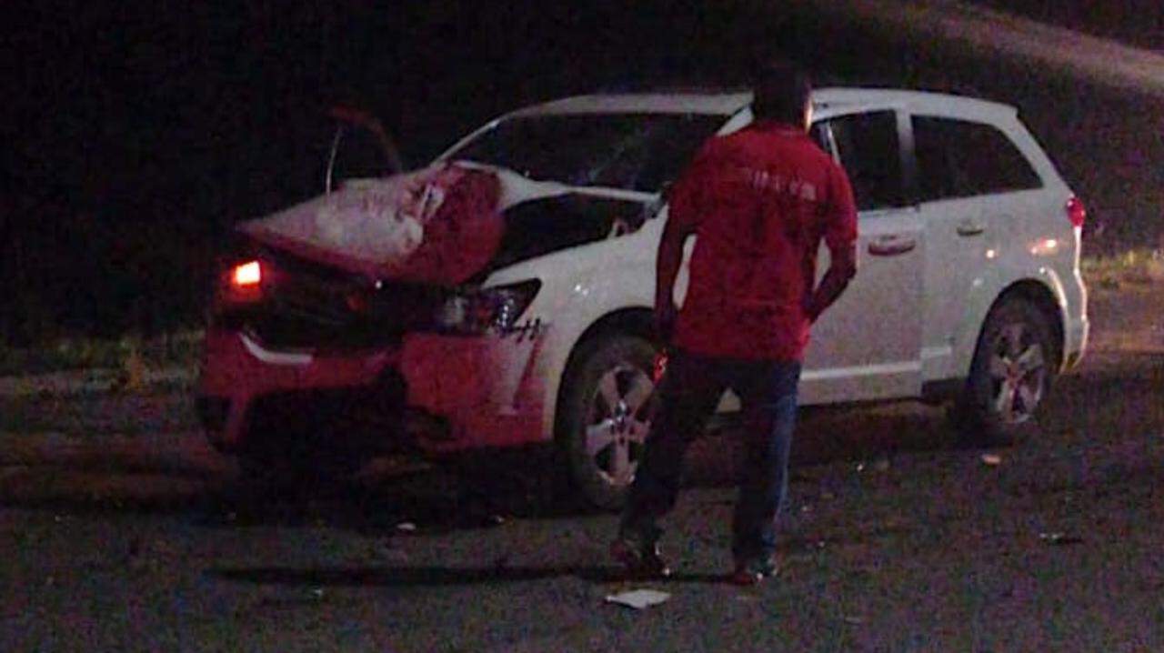 WhatsApp Image 2022-09-09 at 10.21.11 A SUV ficou com a frente destruída com o impacto violento. Foto: cedida