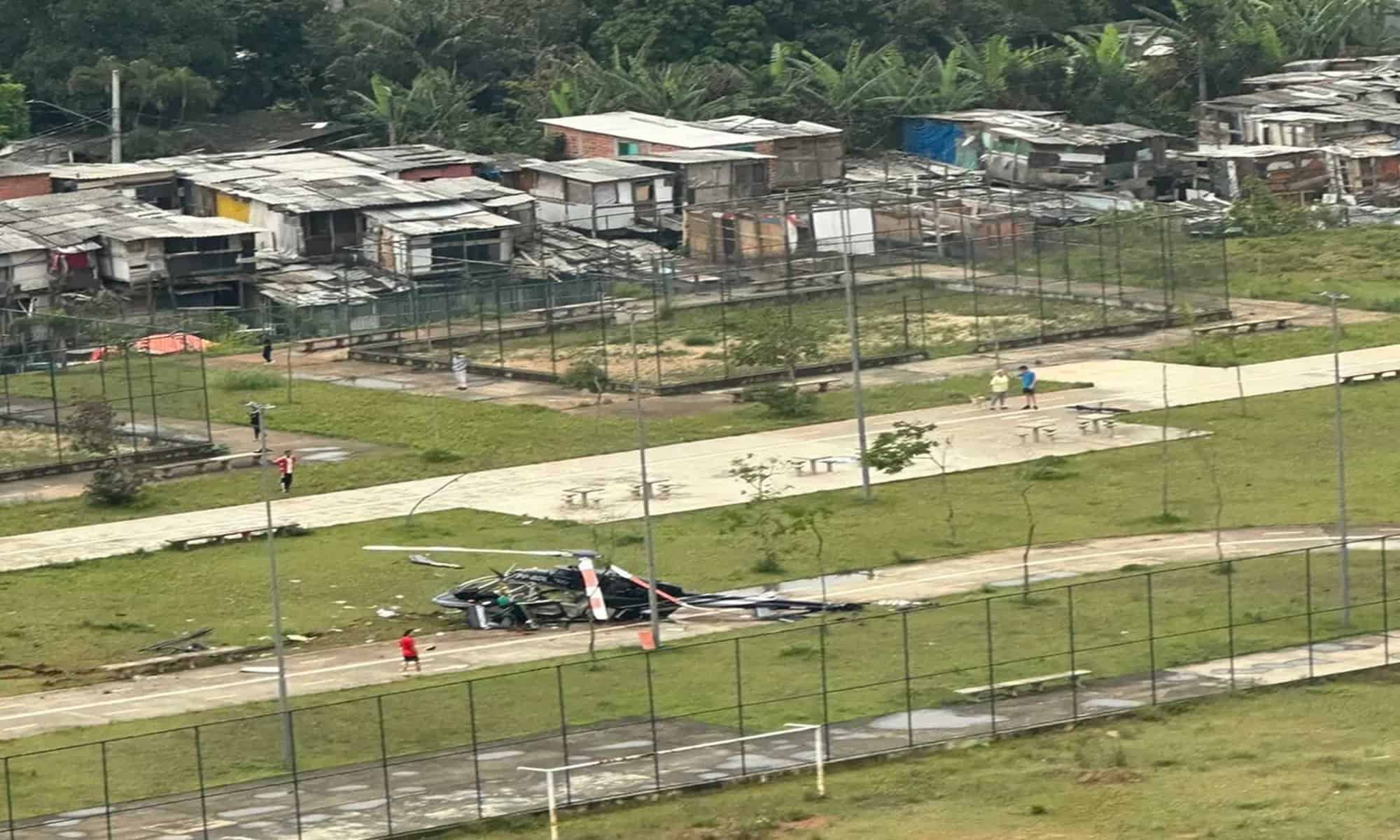 Queda de helicóptero em SP — Foto: Reprodução/Redes sociais