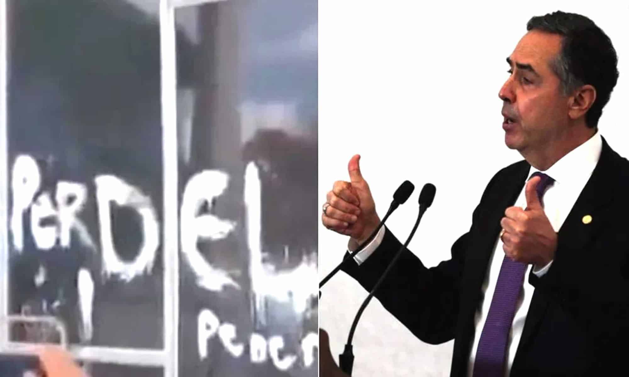 23 Montagem iG / Imagens: reprodução e Marcello Casal Jr/Agência Brasil
Barroso ironizou erro de português de vândalos que invadiram prédios dos Três Poderes nesse domingo (8)