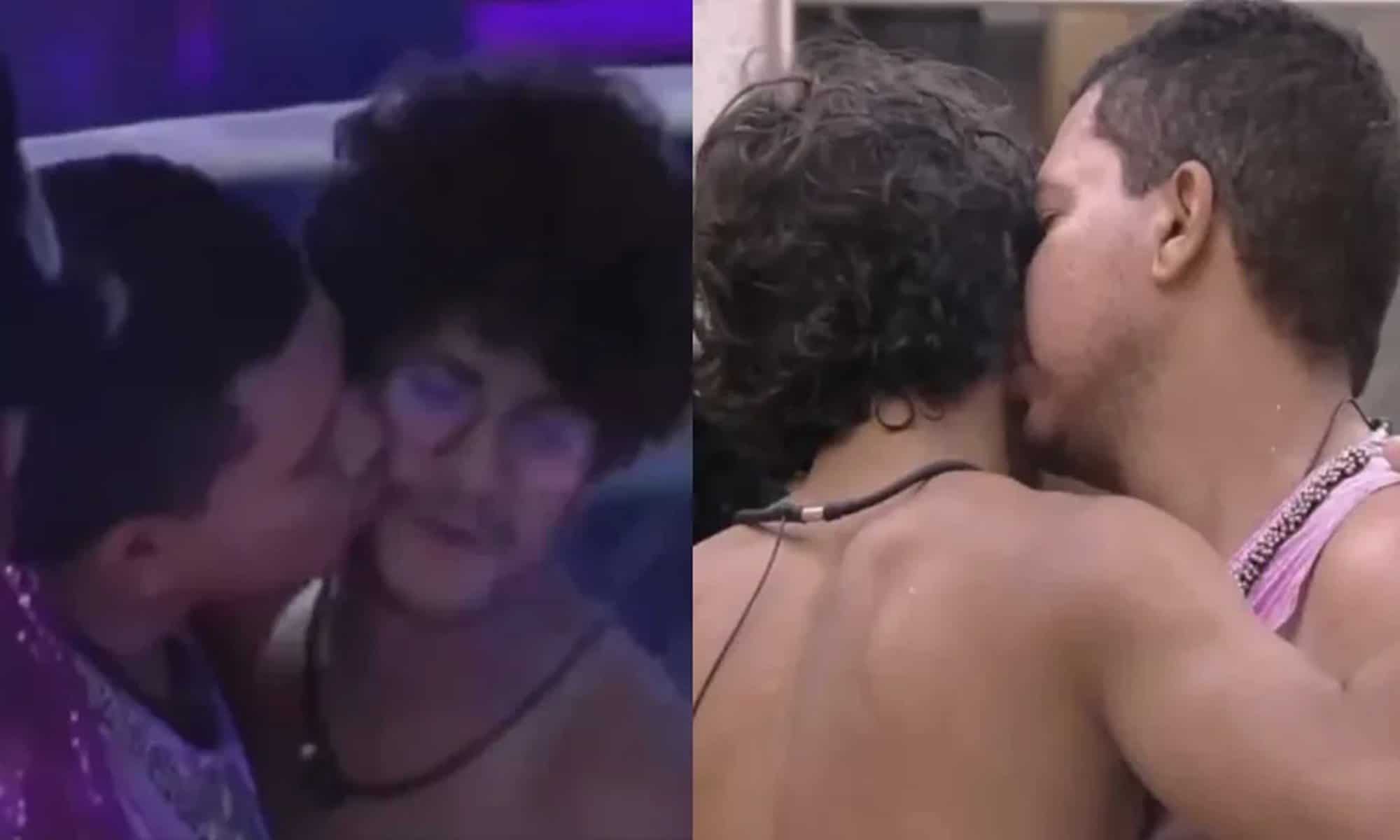 Bruno Gaga tentou beijar Gabriel Mosca sem o consentimento do ator e foi acusado de assédio nas redes sociais (Fotos: Reprodução/Globoplay)