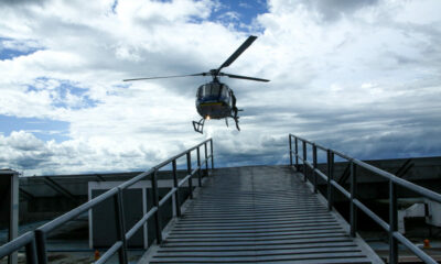 Hárpia 03 chegando com vítima de emergência de Xapuri no Pronto-Socorro de Rio Branco. Foto: Odair Leal/Sesacre