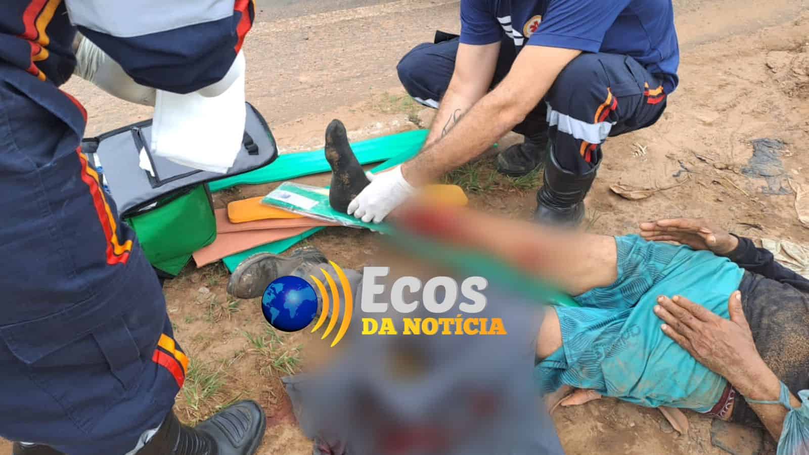 Idoso de 63 anos atropelado por mototaxista na AC 40 fica gravemente ferido