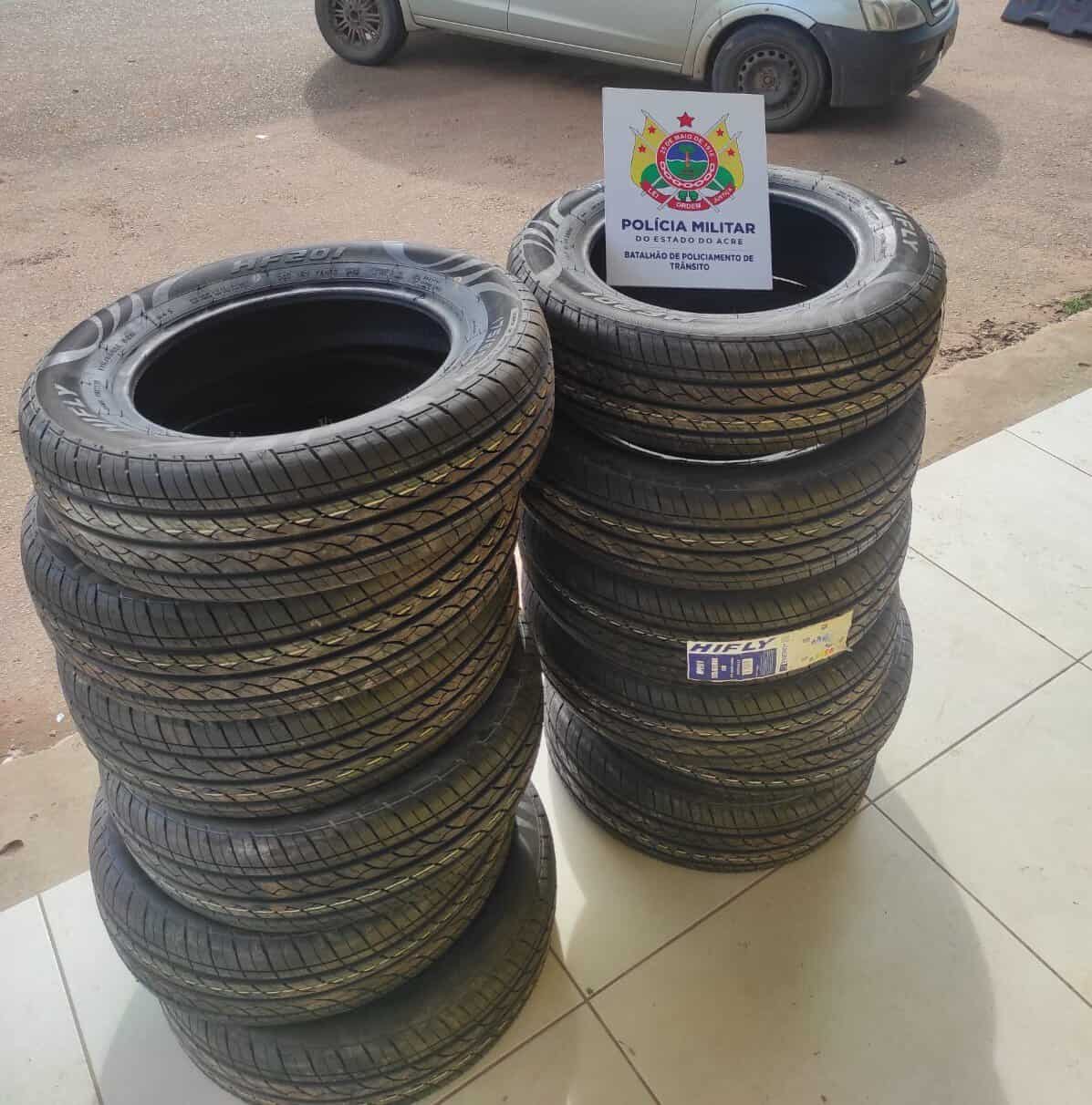 Doze pneus de origem boliviana são apreendidos com foragido
