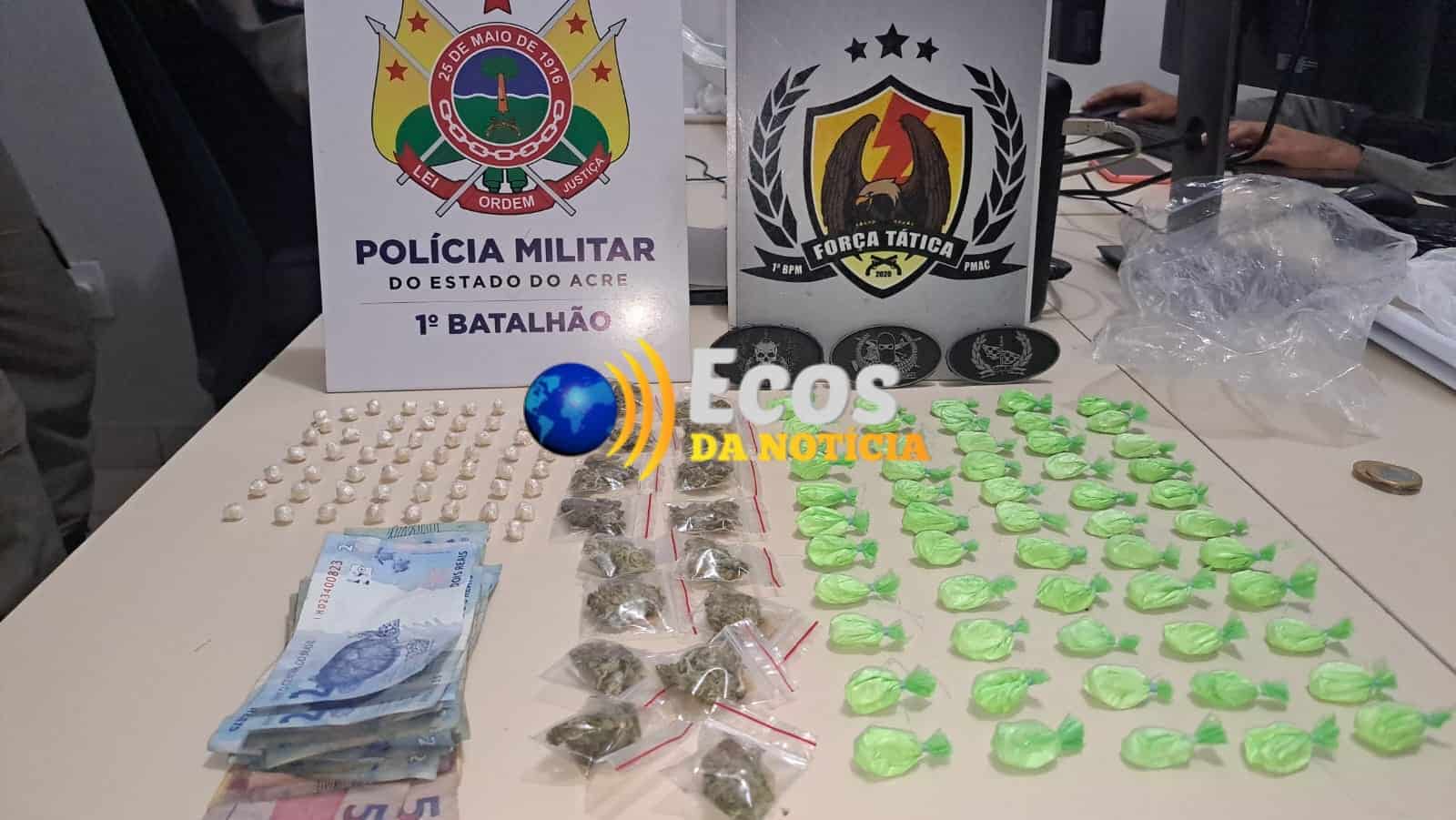 No Bairro da Paz, adolescente de quinze anos é apreendido com maconha, crack e cocaína