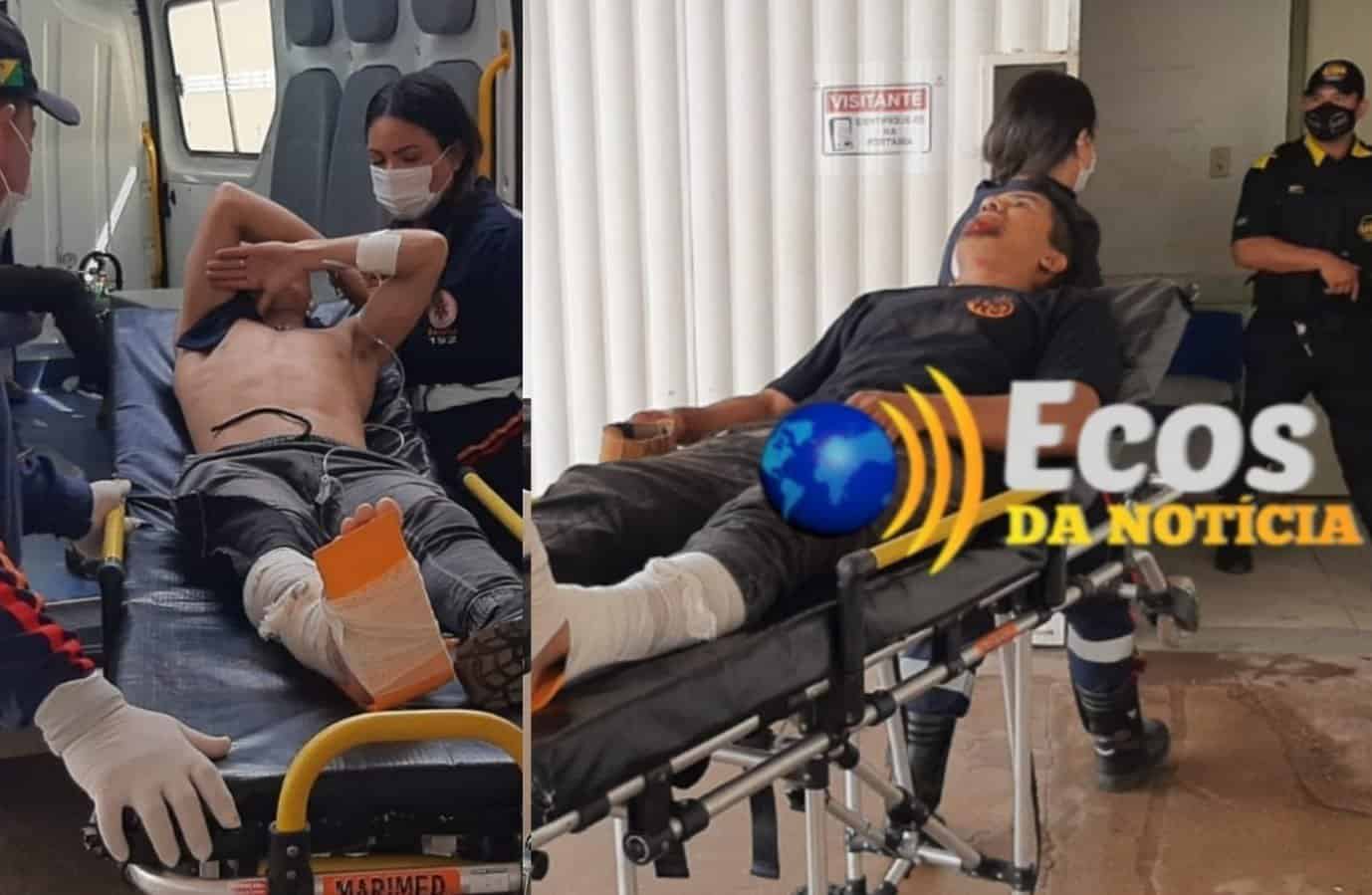 Motociclistas ficam feridos em colisão na Via Chico Mendes