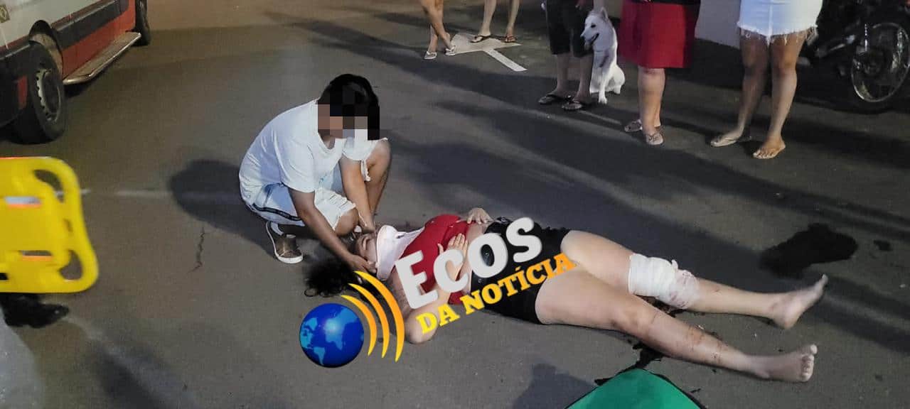 Jovem fica ferida ao colidir frontalmente com motociclista