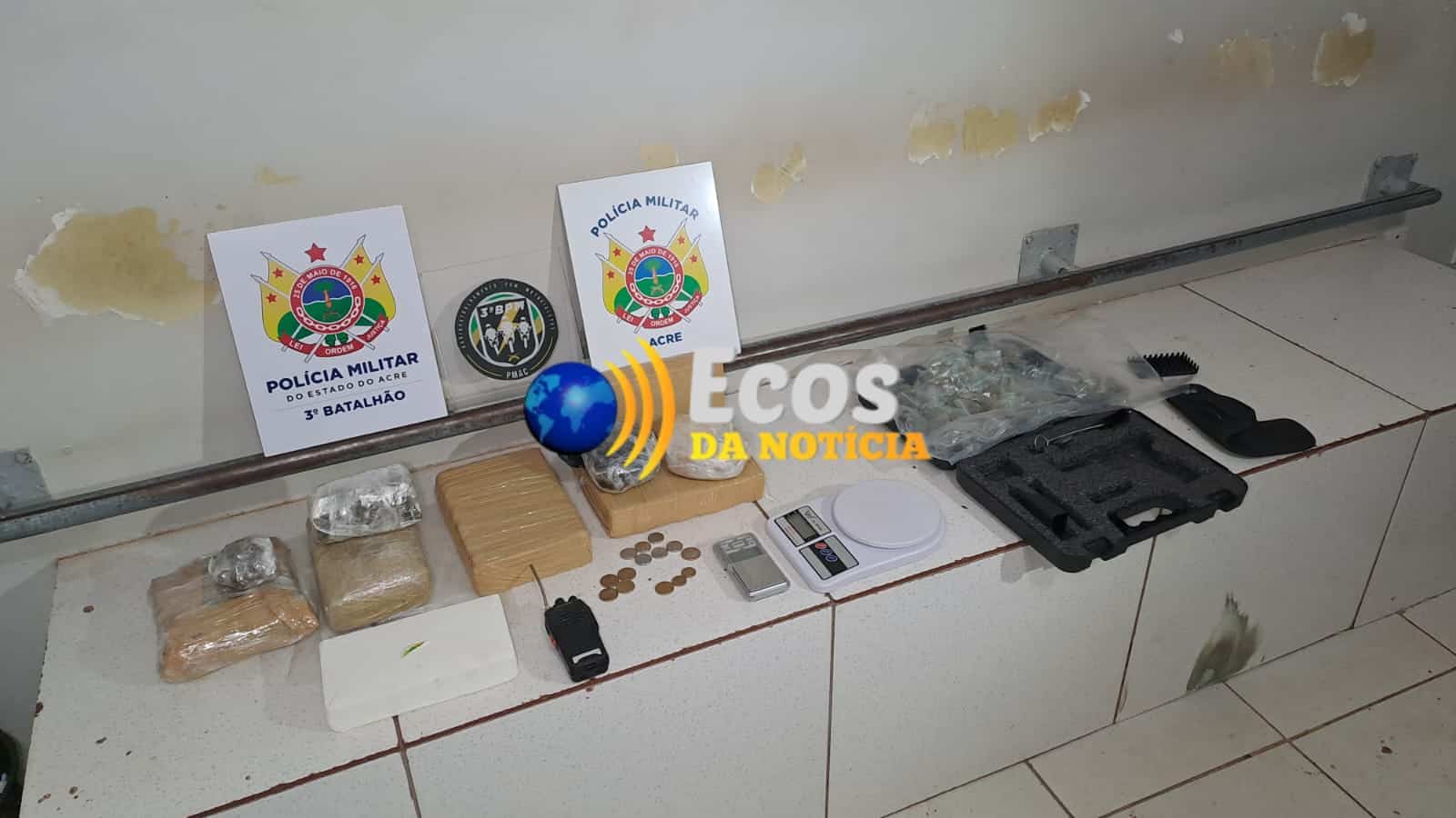 Mais de oito quilos de cocaína e maconha são apreendidos pela Polícia Militar no Panorama