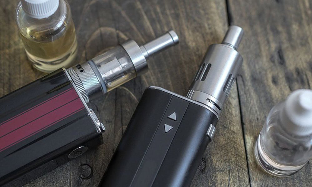 Advanced personal vaporizer or e-cigarette, from above Advanced personal vaporizer or e-cigarette, from above