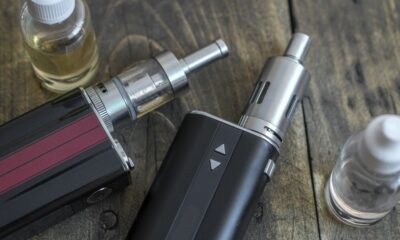 Advanced personal vaporizer or e-cigarette, from above Advanced personal vaporizer or e-cigarette, from above