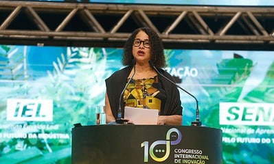 São Paulo SP 27/09/2023  Ministra da Ciencia e Tecnologia, Luciana Santos,  participa da abertura do Congresso de Inovação da Indústria, da CNI, em São Paulo. Foto: Paulo Pinto/Agencia Brasil