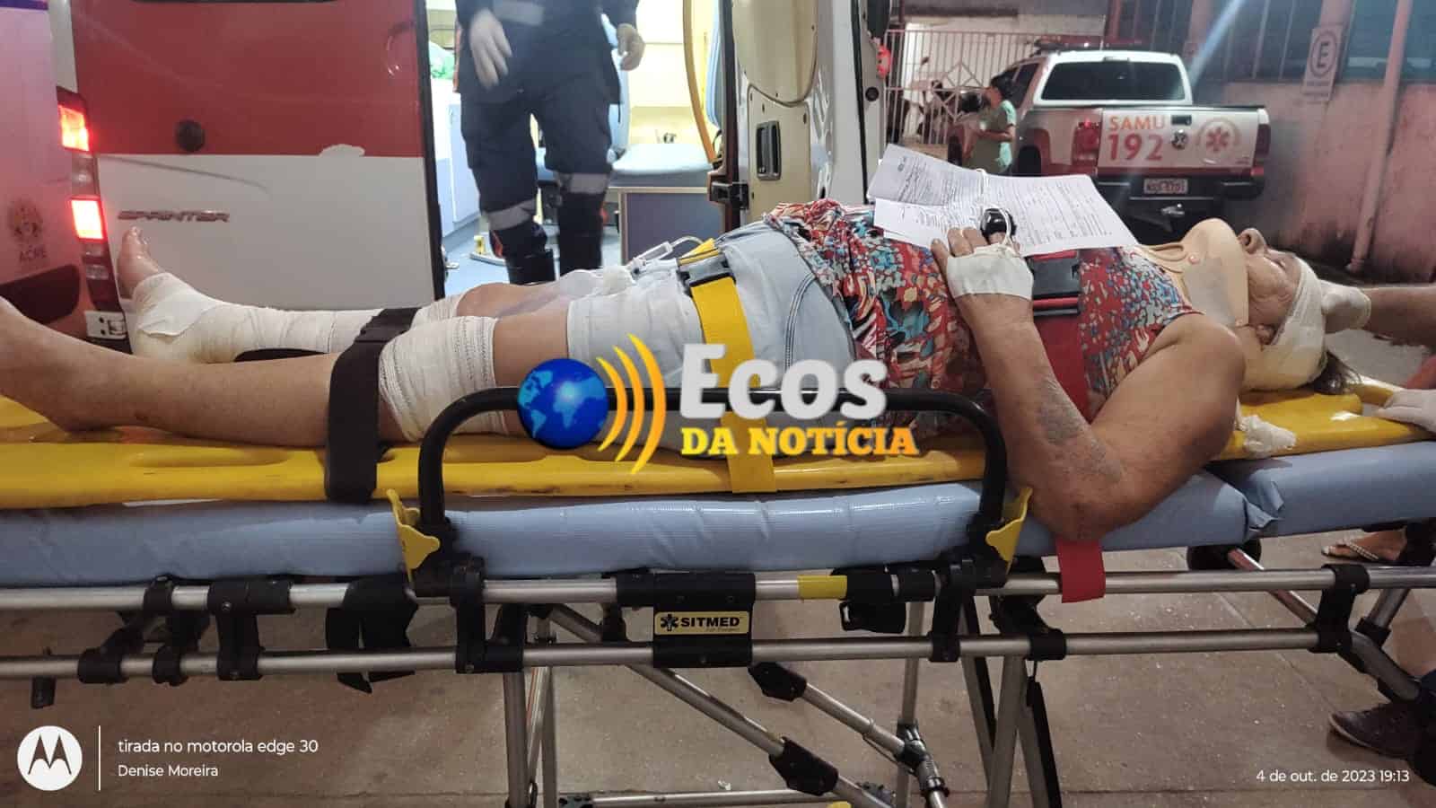 Em Senador Guiomard, idosa é atropelada por motociclista