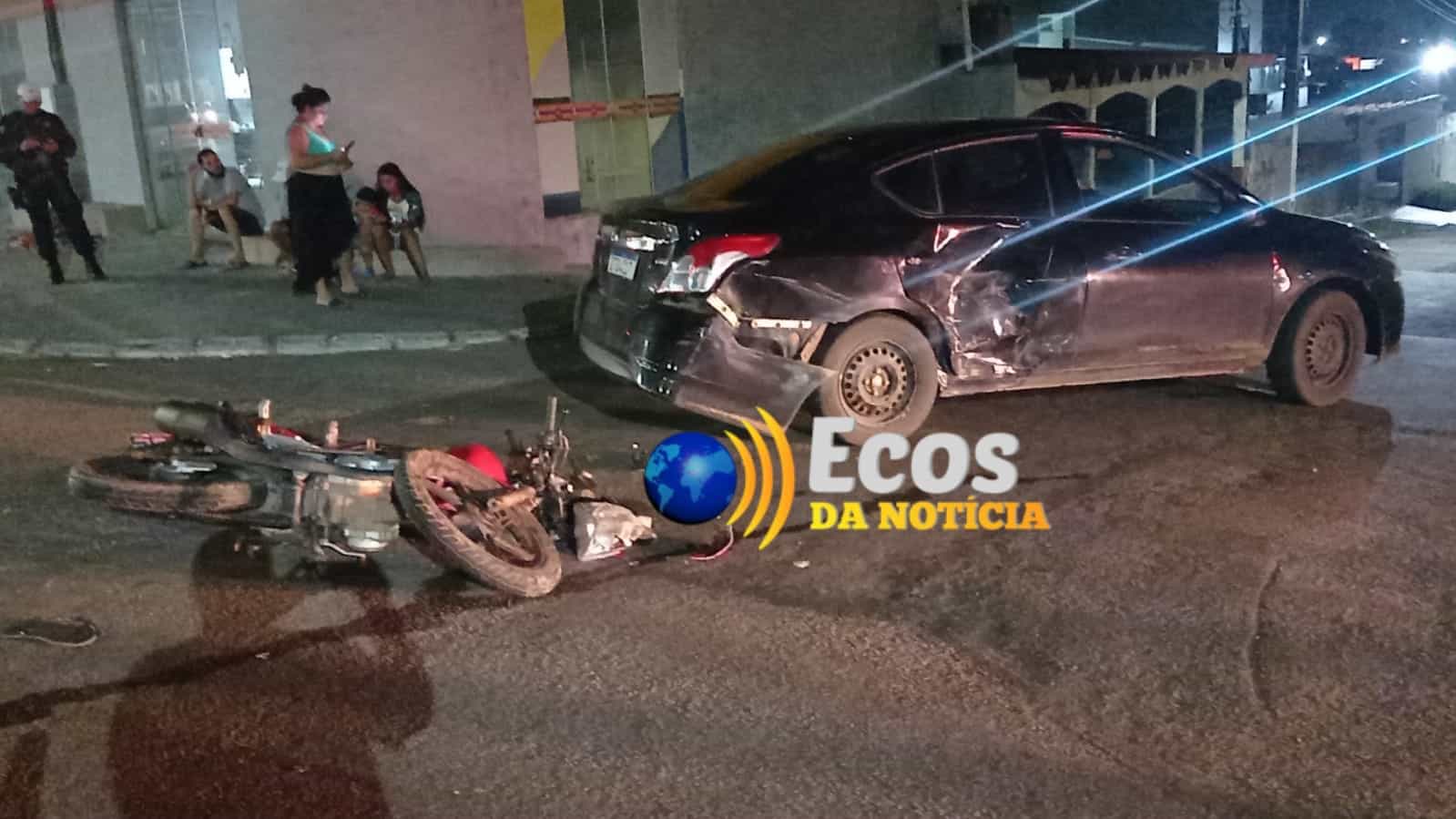 Colisão entre carro e moto, deixa motociclista ferido em Rio Branco