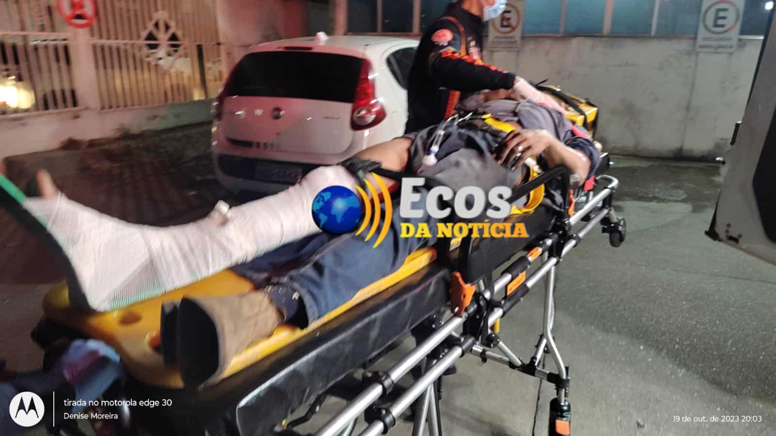 Colisão entre carro e moto deixa motociclista com múltiplas fraturas no município do Bujari