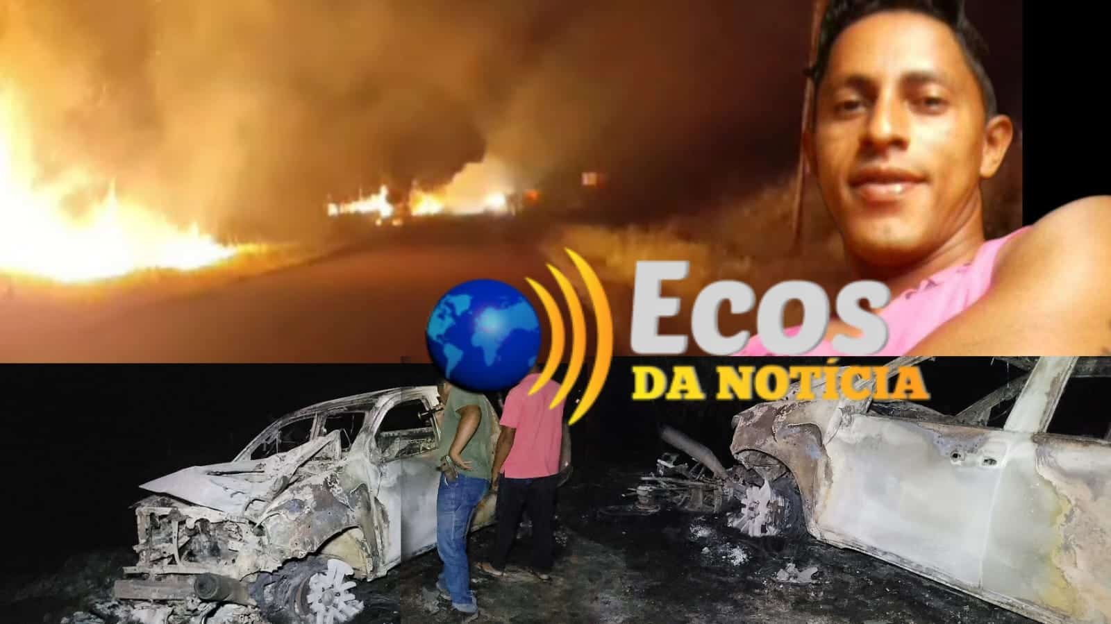 Motociclista morre após colidir em caminhonete e veículos explodem