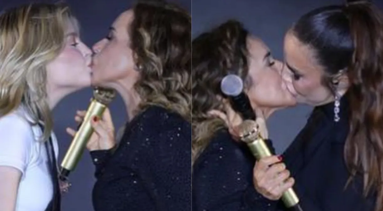 Daniela Mercury beija Ivete Sangalo e Luísa Sonza em show no Rio de Janeiro