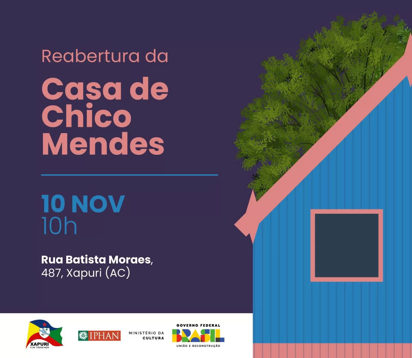 Após 4 anos fechada, Casa de Chico Mendes será reaberta ao público na próxima sexta