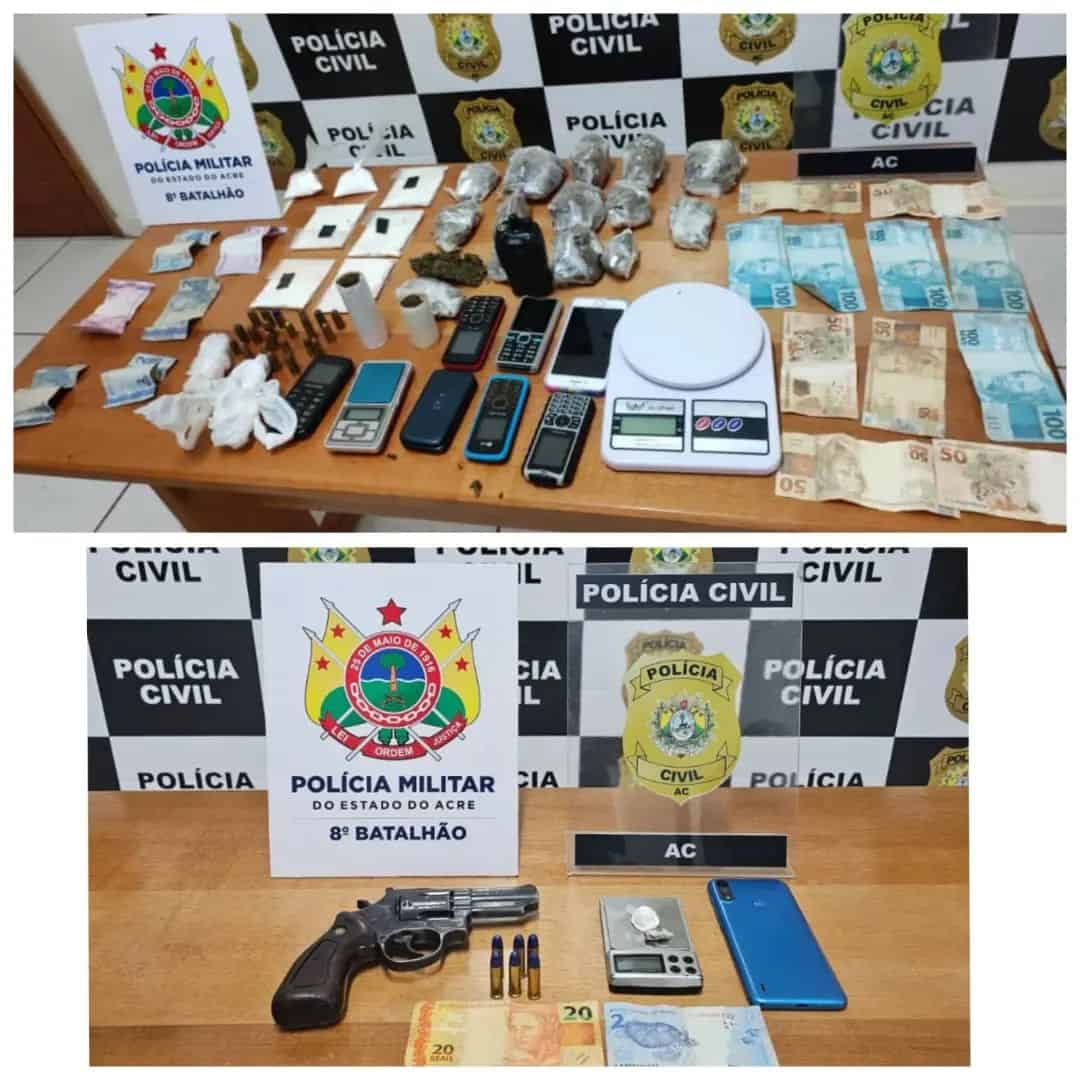 8º BPM e Polícia Civil de Sena Madureira prendem 4 criminosos e apreendem drogas