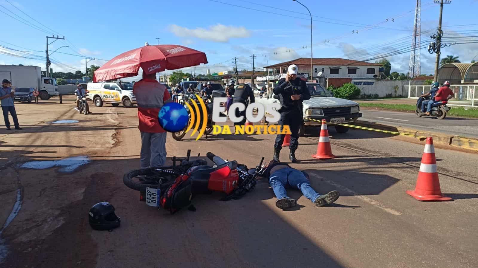 Colisão entre moto e caminhão deixa motociclista gravemente ferido no 2° Distrito de Rio Branco