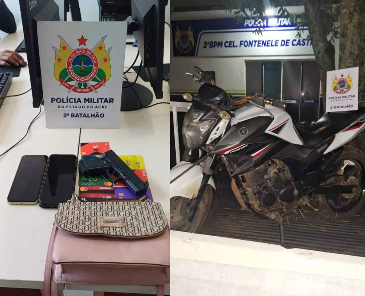 Polícia prende homem por roubo, porte de simulacro de pistola e recupera motocicleta furtada