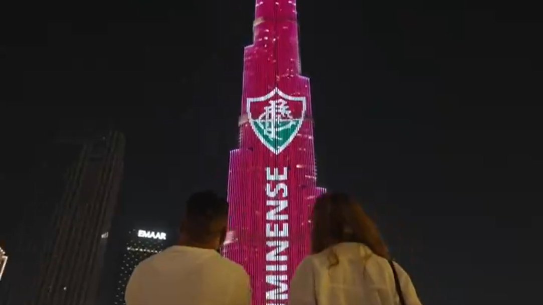 Mundial de Clubes: Fluminense tem escudo projetado no maior prédio do mundo