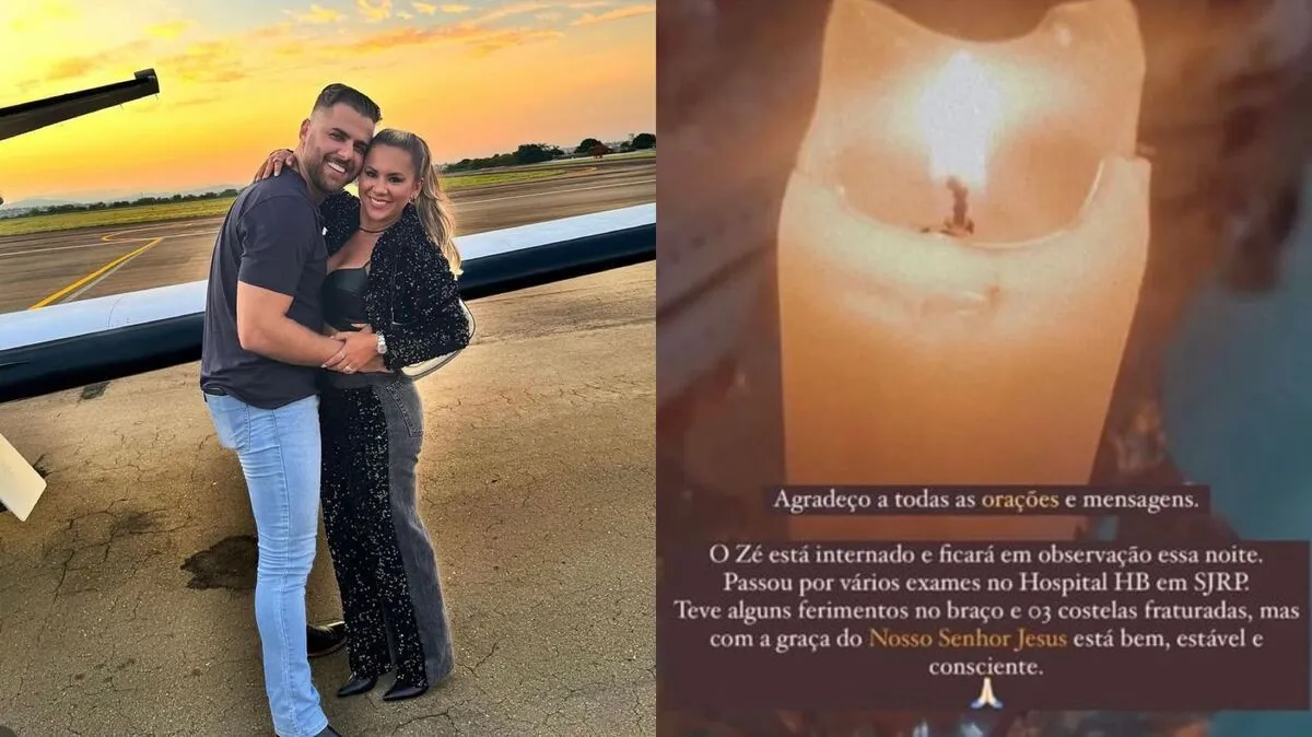 Mulher de Zé Neto agradece “livramento” após acidente de carro com o cantor