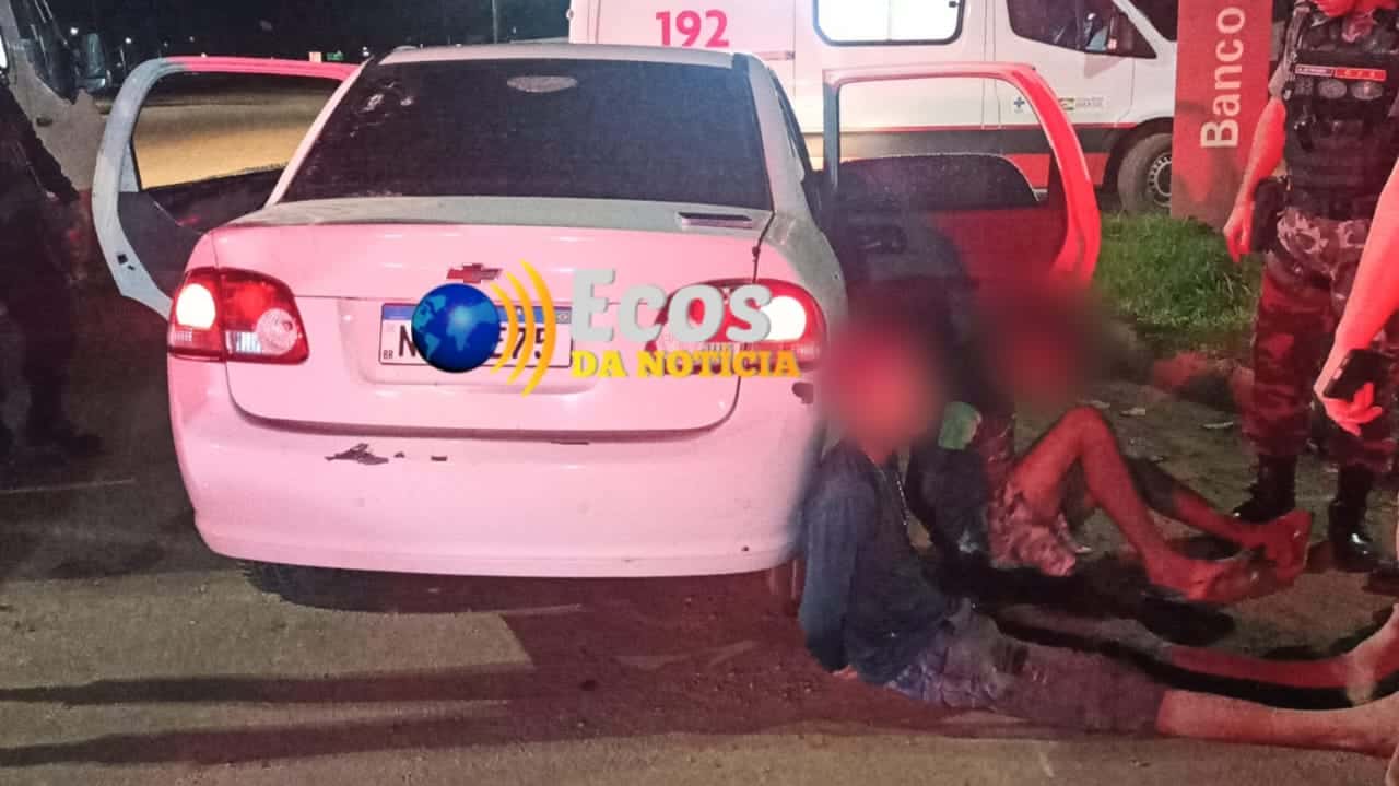 Criminosos invadem residência, roubam carro, na fuga troca tiros com a PM e dois ficam feridos