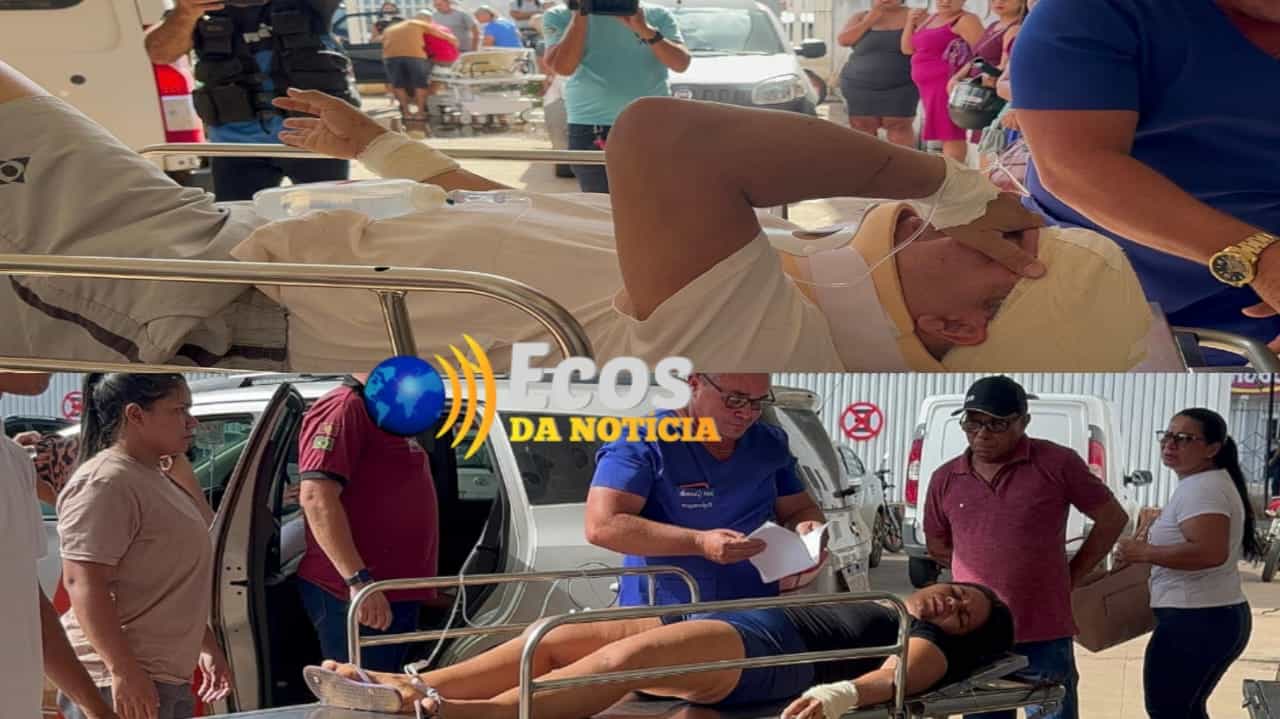 Veículo capota, colide contra poste de energia e deixa três pessoas feridas na BR-317 em Boca do Acre