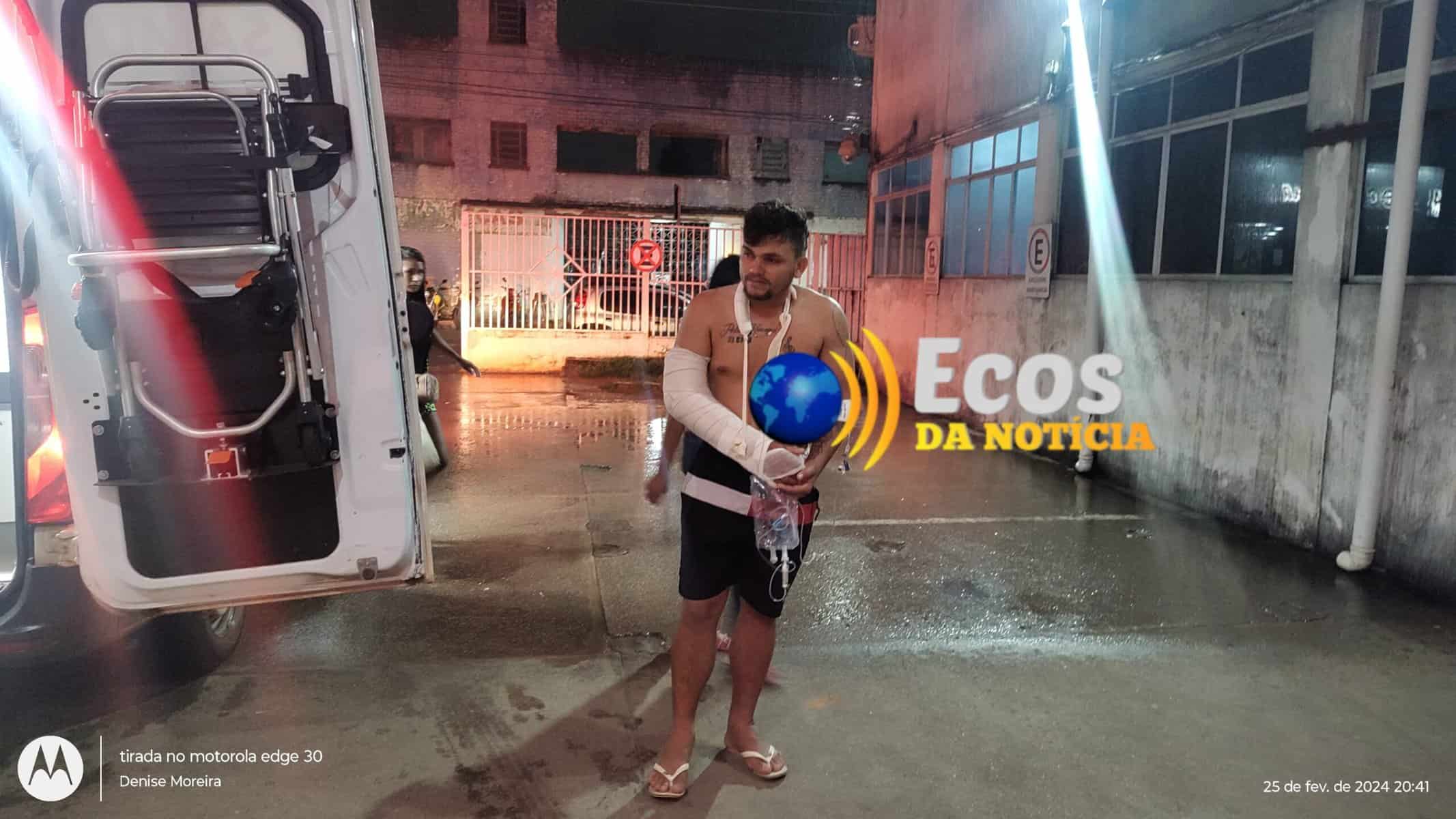 Homem é transferido para o Pronto Socorro de Rio Branco, após  tentativa de homicídio em Assis Brasil