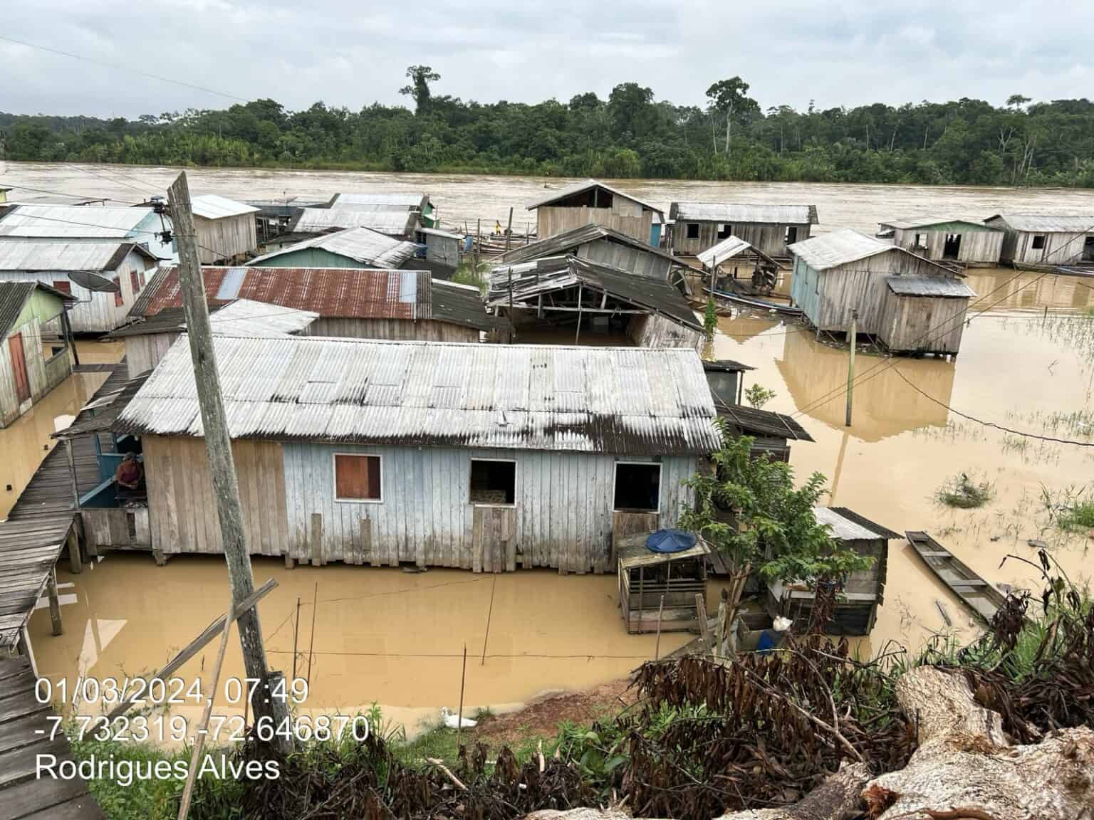 Mais duas cidades do Acre têm situação de emergência reconhecida pelo governo federal devido à cheia dos rios