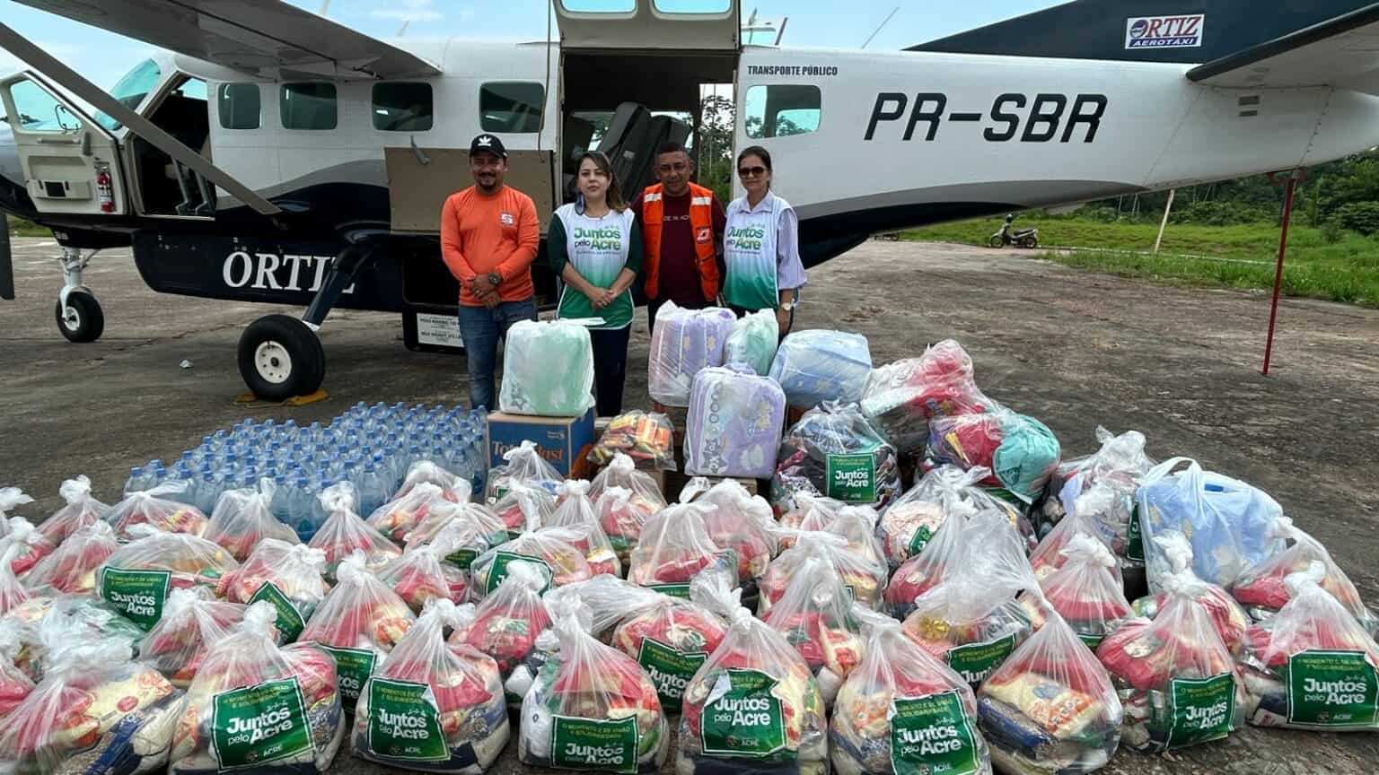 Segunda remessa de ajuda humanitária do governo do Acre chega a Porto Walter