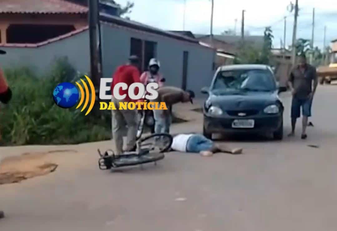 Colisão entre carro e bicicleta deixa ciclista ferido