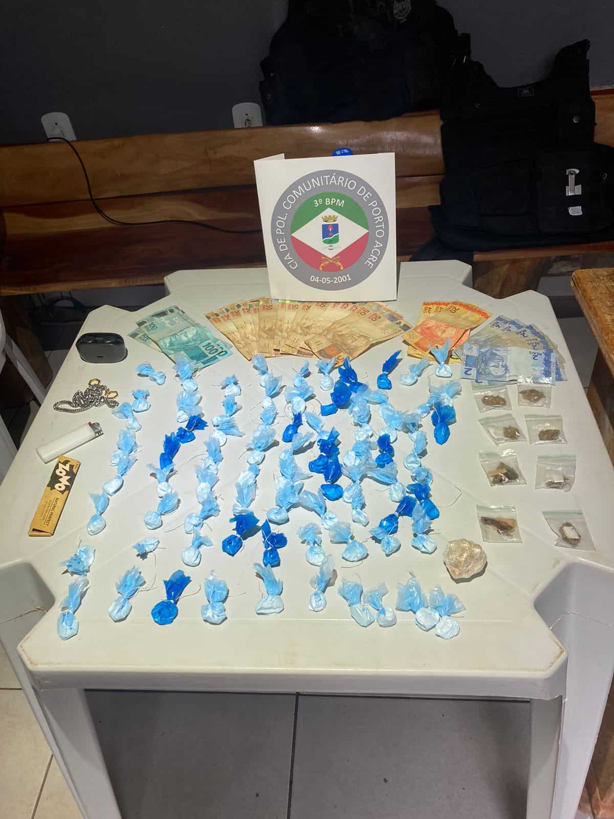 Em Porto Acre Polícia Militar aprende entorpecentes