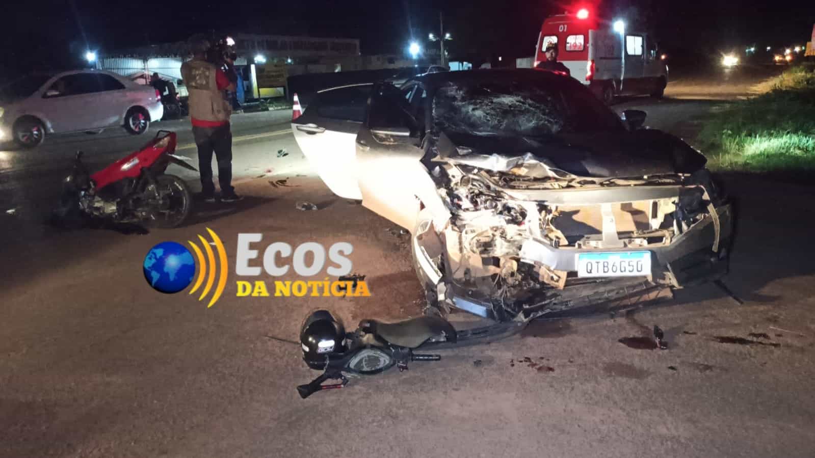 Colisão entre carro e moto deixa um morto e outro ferido na BR-364
