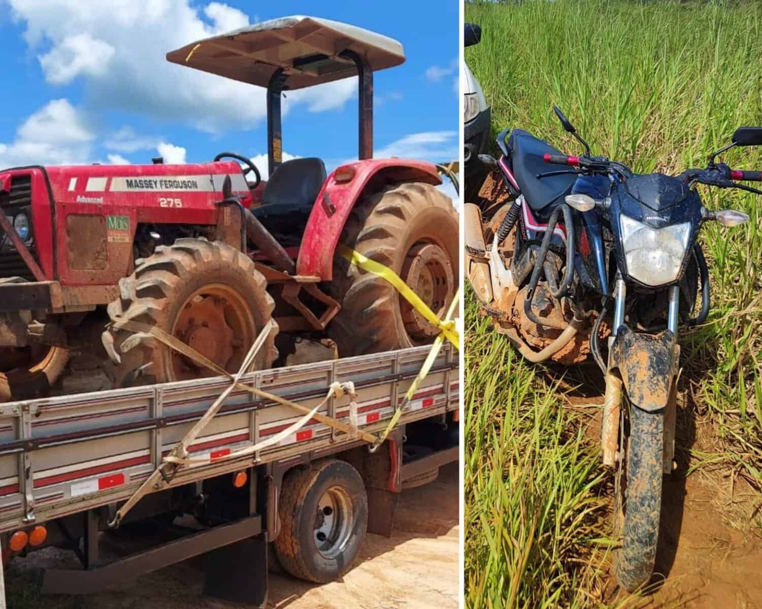 Polícia Civil em operação conjunta com a Bolívia, recupera trator e moto roubados