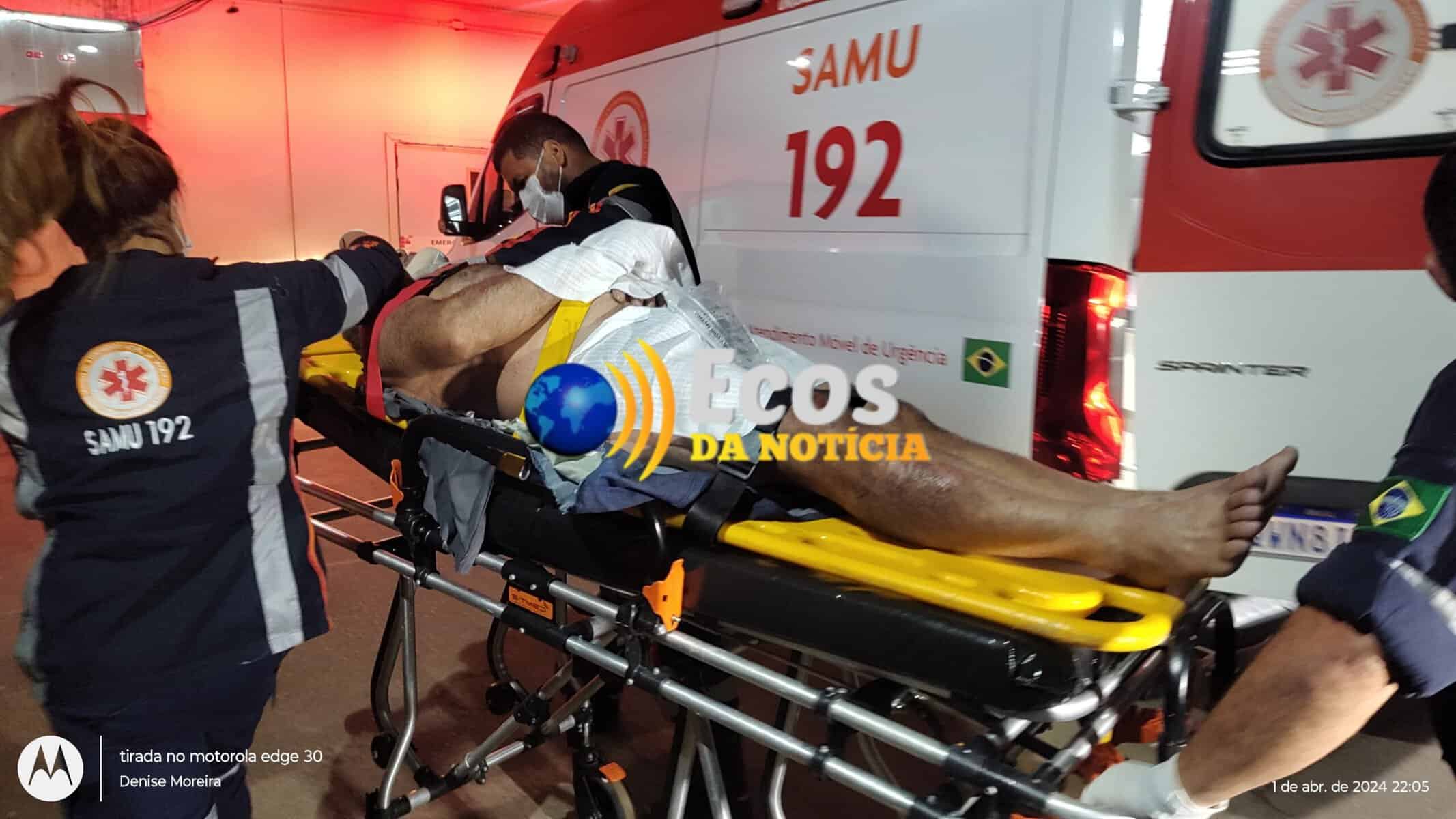 Motociclista colide moto contra rotatória e vai parar ferido no Pronto-Socorro de Rio Branco