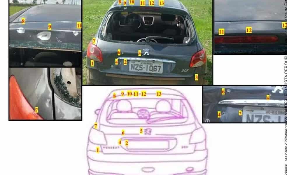 WhatsApp Image 2024-04-02 at 15.25.39 Laudo pericial mostra que veículo foi atingido 13 vezes por tiros de fuzil — Foto: Reprodução