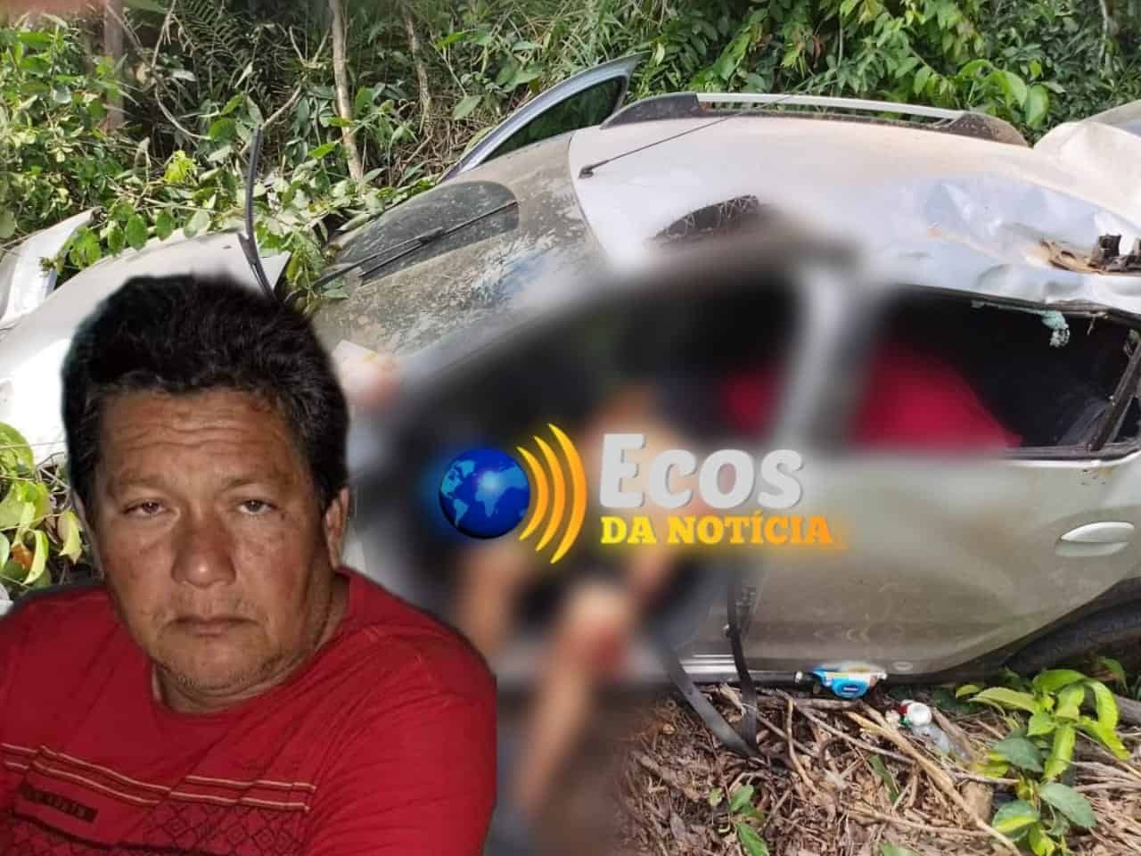 Caminhoneiro morre após capotar carro com esposa e filho na BR-364