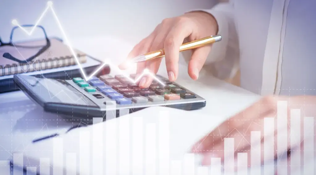 contador que calcula o lucro com graficos de analise financeira