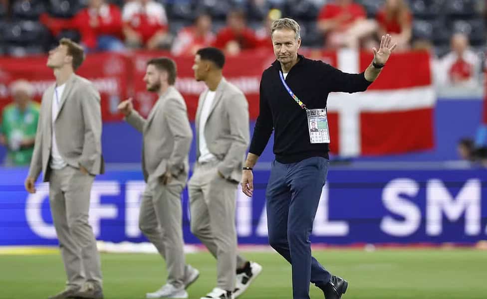 Kasper Hjulmand, treinador da Dinamarca antes do duelo com a Inglaterra — Foto: John Sibley / Reuters