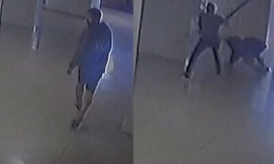 No registro, dois homens aparecem agredindo Uryel Rhander, de 28 anos  |   Bnews - Divulgação Reprodução/Câmera de segurança