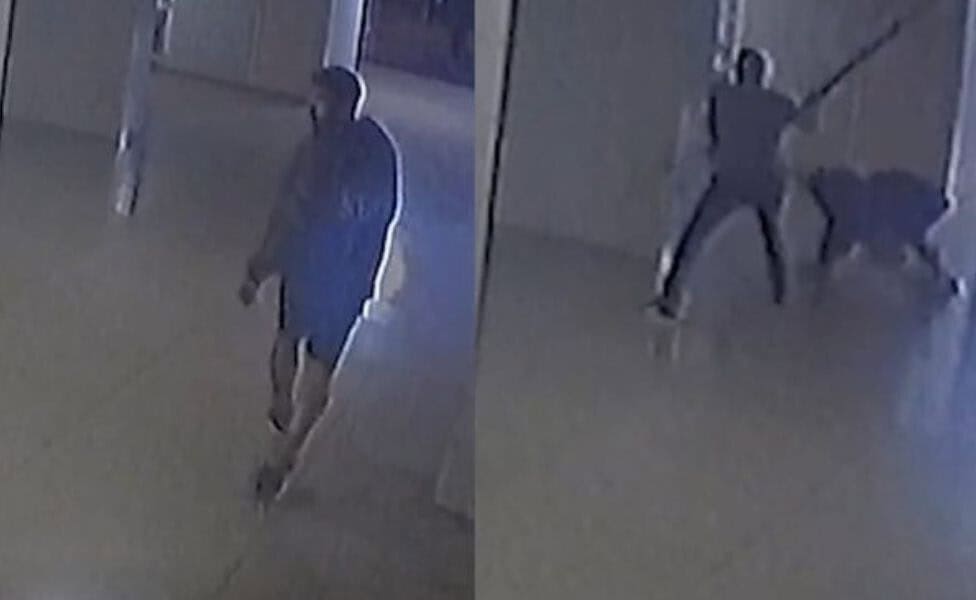 No registro, dois homens aparecem agredindo Uryel Rhander, de 28 anos | Bnews - Divulgação Reprodução/Câmera de segurança